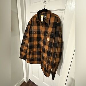 Carhartt men’s relaxed-fit flannel Sherpa lined shirt jacket